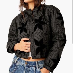 Black Quilted Floral Jacket
